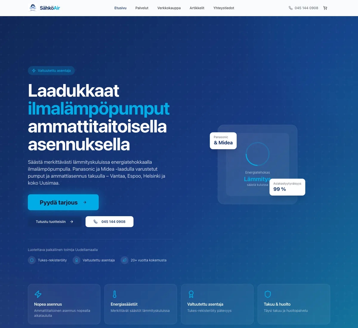 SähköAir verkkosivu